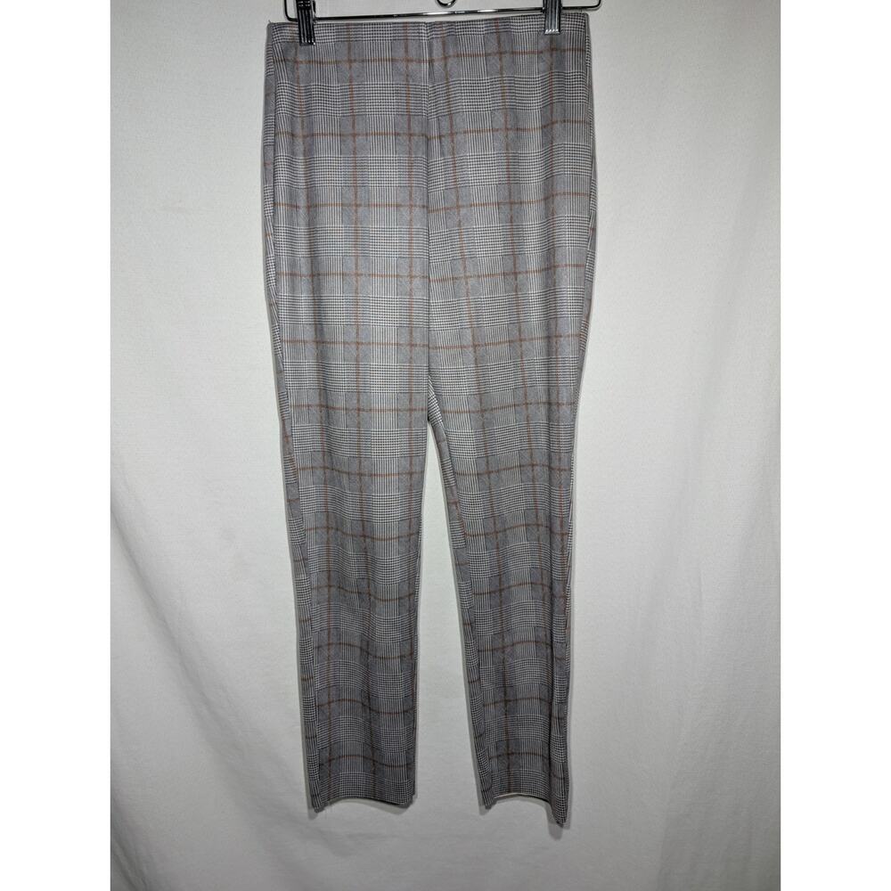 Zara Womens Plaid Stretch Mid RISE Pull On Pants Leggings Sz M Gray Faux Suede‎